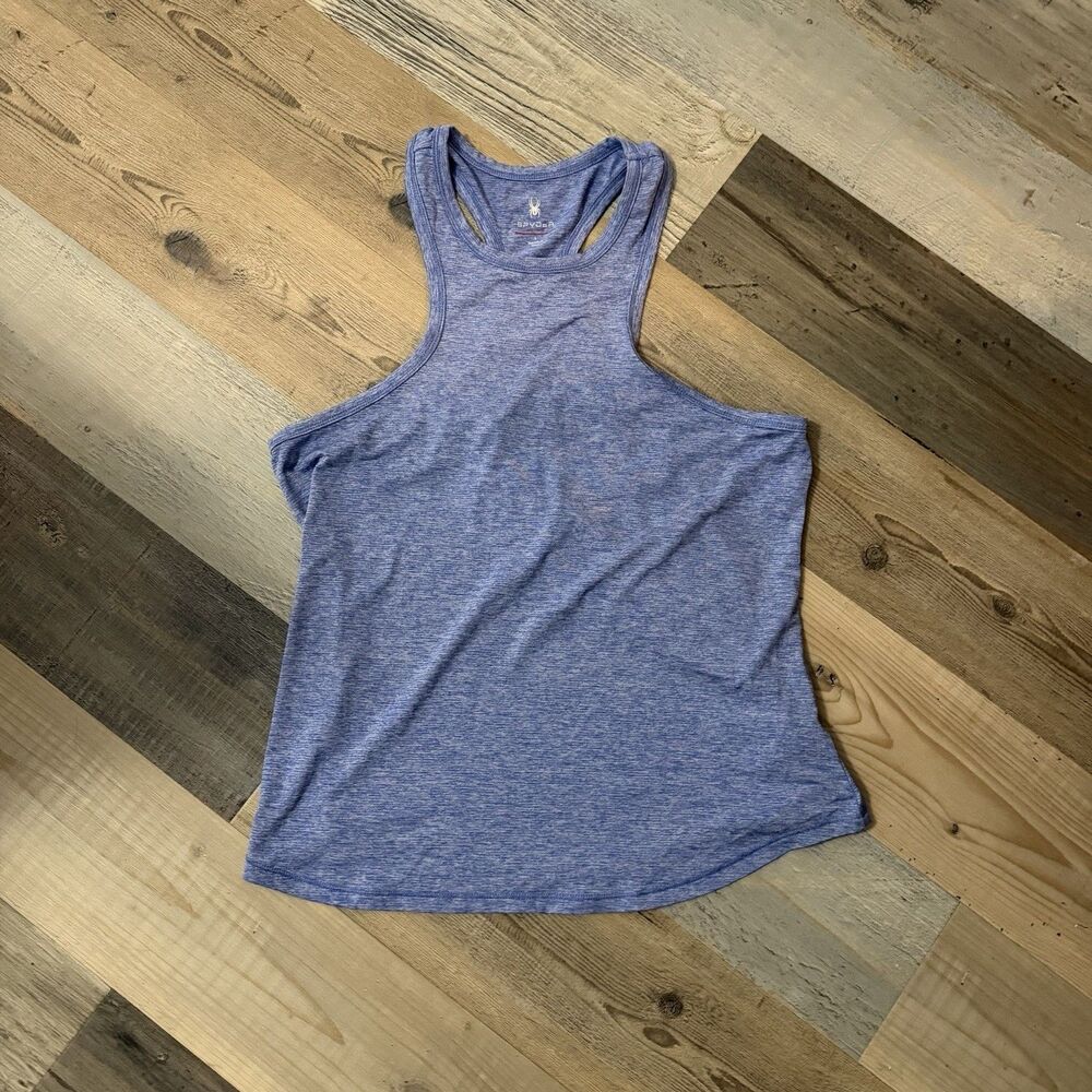 Spyder Active Womens Large Blue Racerback Tank Top Keyhole Running Workout SP314